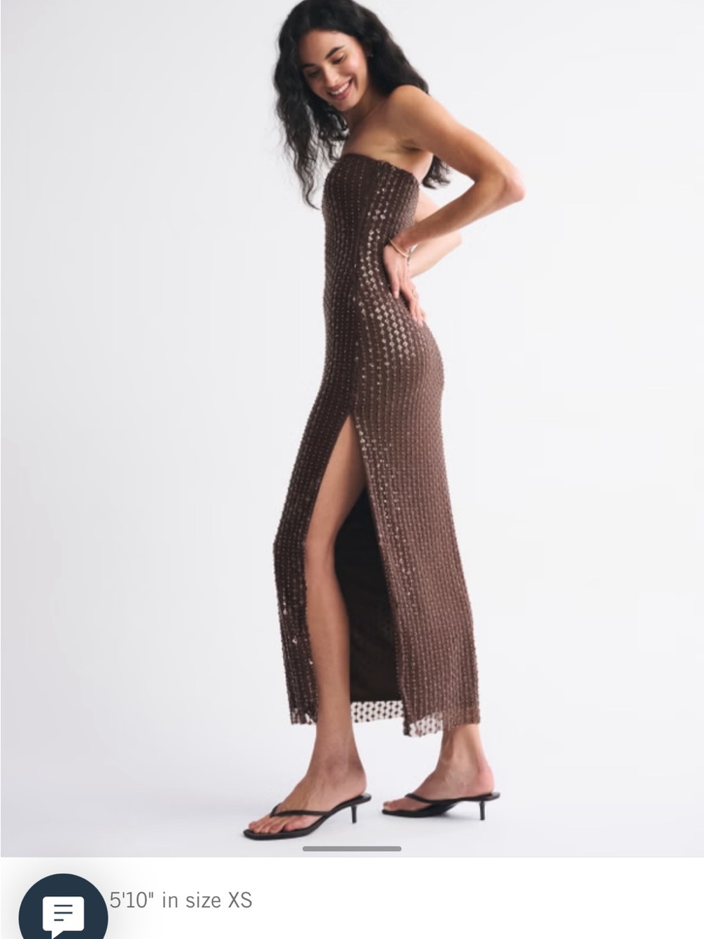 Abercrombie & Fitch Brown Strapless Maxi Dress with Side Slit